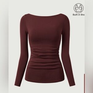 NWT OGL ProWarm Boatneck Tucks Brami Top - Medium - Ruby